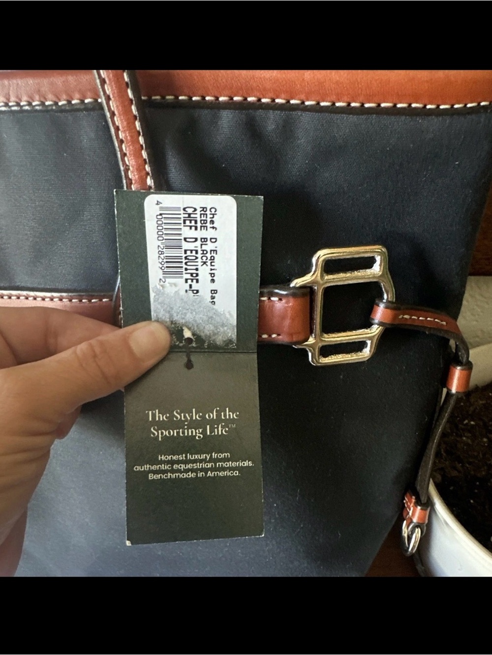 Black Chef D’Equipe Tote Bag with Brown Leather Trim Equestrian - Picture 4 of 6